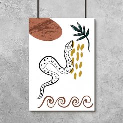 Plakat z roślinami i wężem