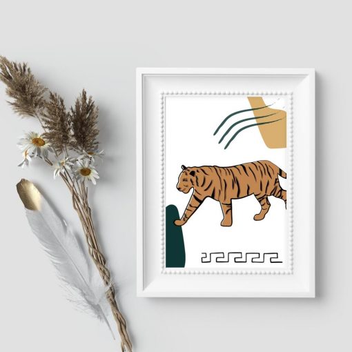 Plakat ornament i tygrys