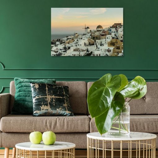 Obraz przedstawiający domki w Santorini do salonu