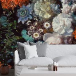 Kwiatowa foto-tapeta w rustykalnym stylu do salonu