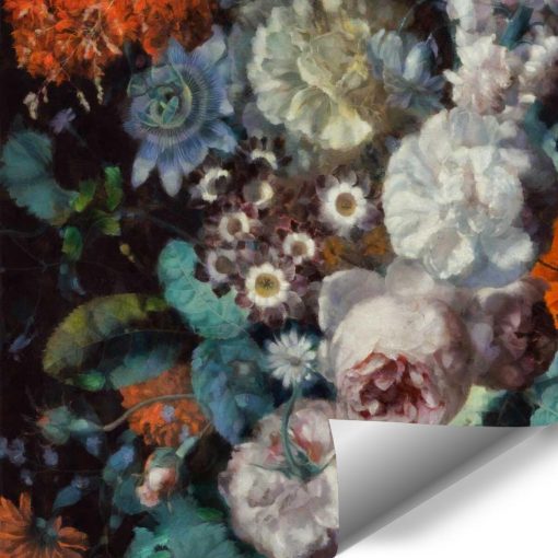 Kwiatowa foto-tapeta w rustykalnym stylu do sypialni