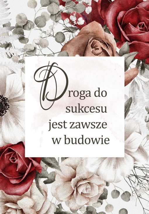 Plakat bez ramy z motywem typografii na tle kwiatów