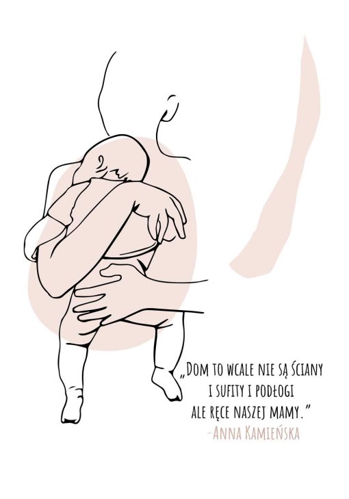 Artystyczny plakat z motywem kobiety trzymającej niemowlę