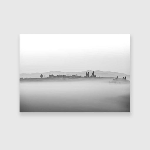 Obraz krajobraz Toskanii we mgle do powieszenia w biurze