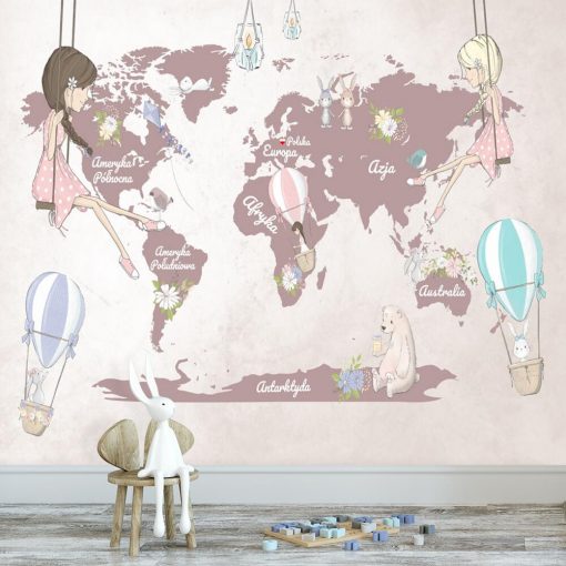 Tapeta dla dziecka z mapą świata