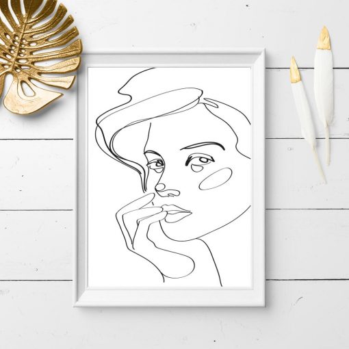 Plakat z motywem twarzy kobiety line art