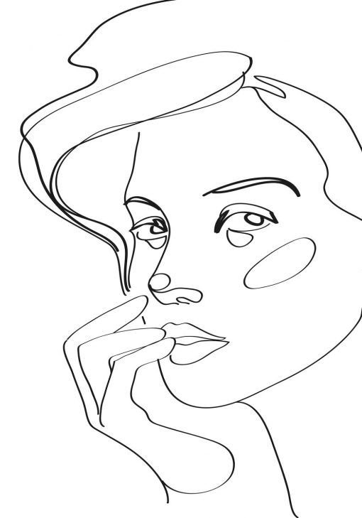 Plakat szkic kobiecej twarzy w stylu line art
