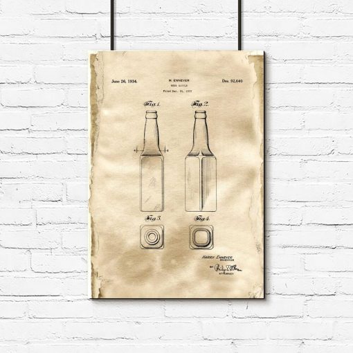Plakat z licencją na produkcję butelki do piwa
