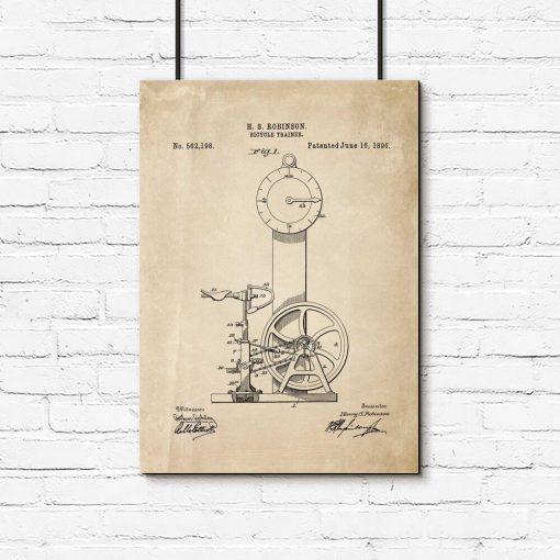 Plakat projekt rowerka treningowego do dekoracji sali ćwiczeń