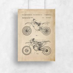 Plakat w stylu vintage z patentem na motocykl crossowy