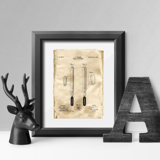 Plakat ze szkicem patentowym termometru klinicznego