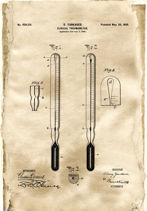 Plakat termometr kliniczny - rycina z 1899r.