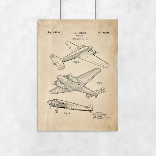Plakat vintage z samolotem z 1934r.