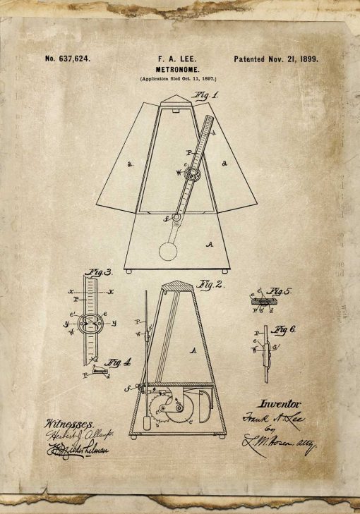 Plakat z metronomem - patent z 1899r.