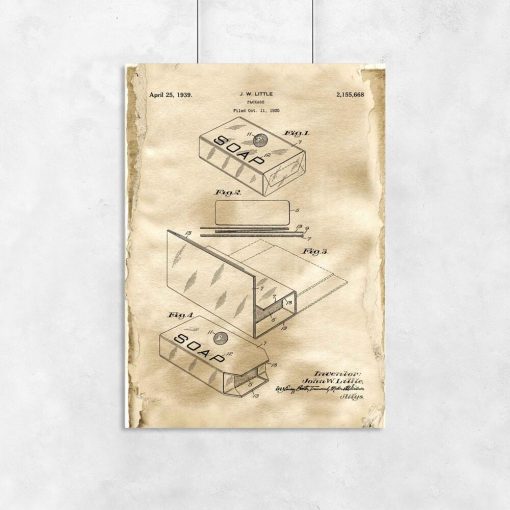 Plakat z patentem - Pudełko na mydło do łazienki