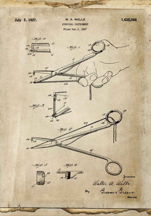 Poster dla chirurga - Patent na nożyczki dla studenta