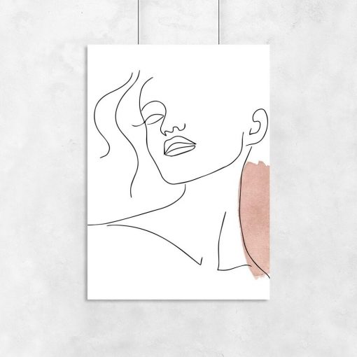 Plakat minimalistyczny one color z portretem kobiety