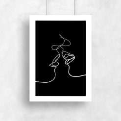 Plakat szkic pocałunku - line art