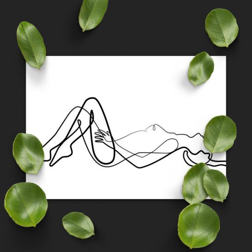 Plakat z leżącą kobietą - styl line art