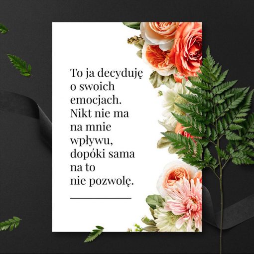 Plakat z motywem kwiatowym i typograficznym
