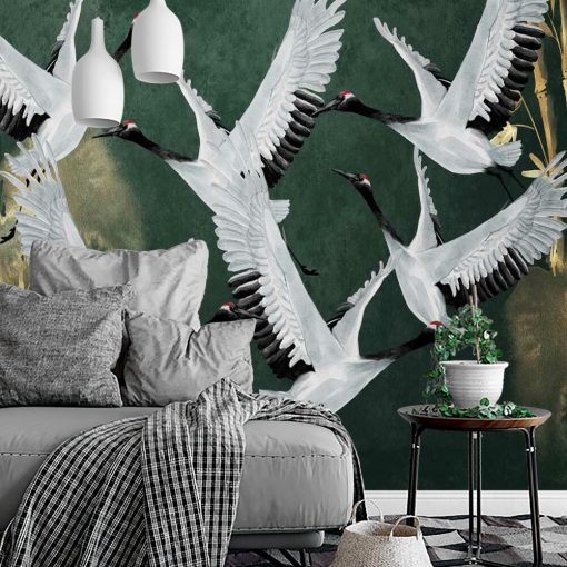 Foto-tapeta lecące żurawie na scianę sypialni
