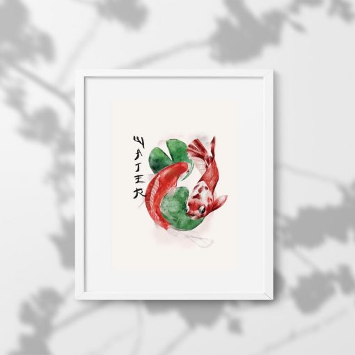 Plakat z japońskimi karpiami do oprawienia w ramę