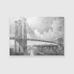 Obraz w szarościach z mostem Brooklyn Bridge