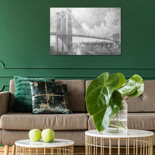 Obraz z mostem w Nowym Jorku w szarym kolorze