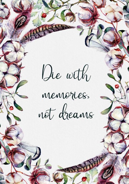 Plakat z życiowym motto i kwiatami