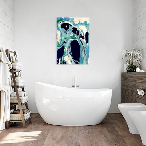 Obraz z niebieską abstrakcją do łazienki