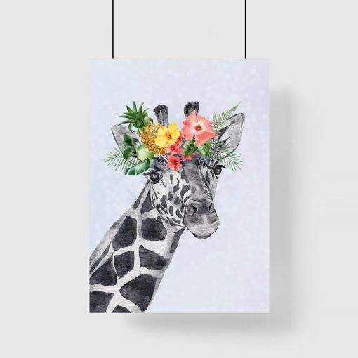 Kolorowy portret żyrafy na plakacie