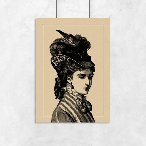 Plakat kobieta z epoki - drzeworyt