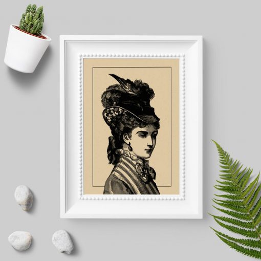 Plakat podobizna kobiety z XIXw. - drzeworyt