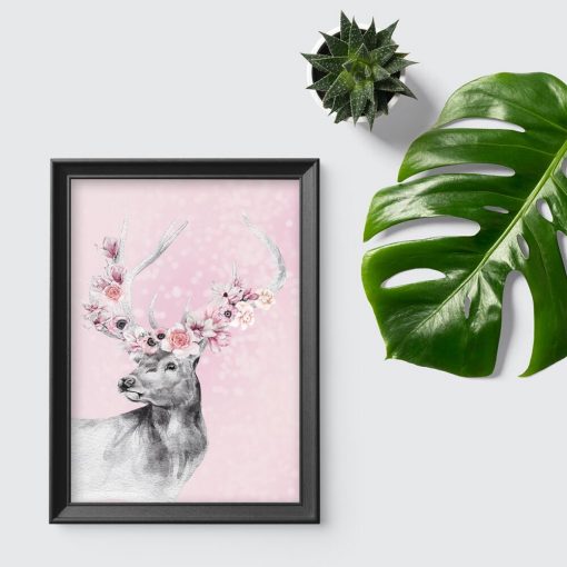 Plakat ze zwierzętami i kwiatami