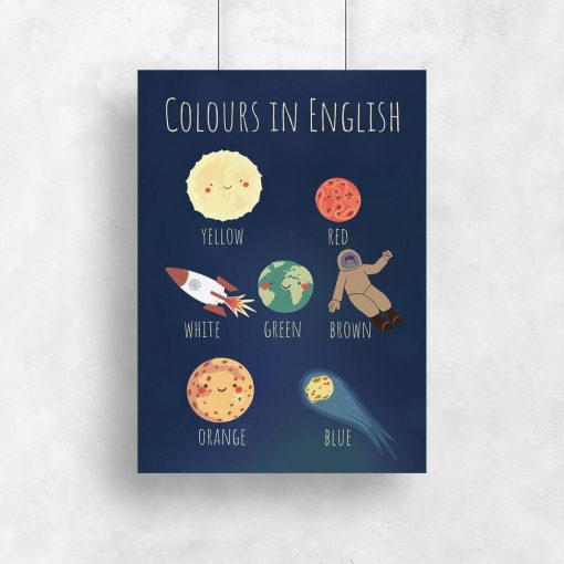 Plakat z colours in English