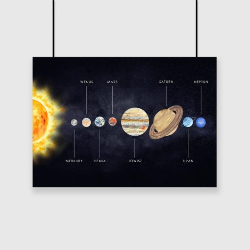 Plakat poziomy z planetami
