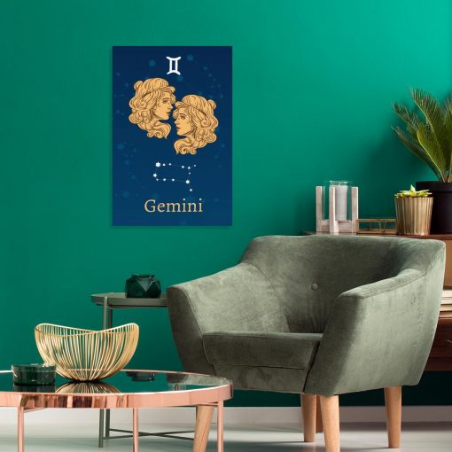 Granatowy obraz ze znakiem zodiaku - Bliźnięta