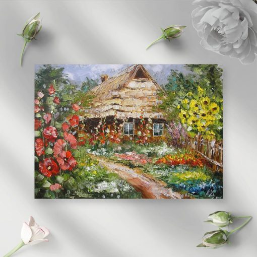 Obraz drewnianą chatą