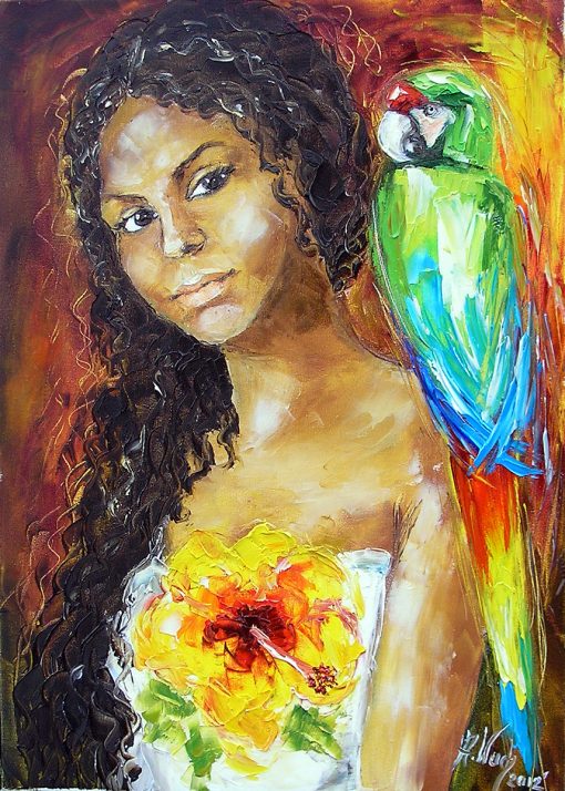 Obraz dziewczyna z papugą