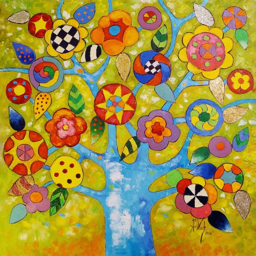 Obraz z kolorowym bajkowym drzewem
