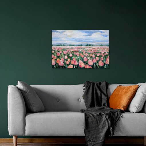 Obraz z tulipanami na polu