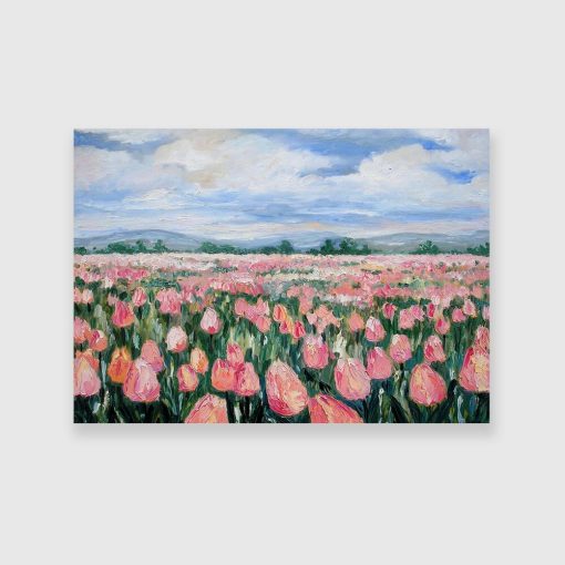 Replika obrazu z różowymi tulipanami
