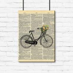 Plakat z gazetą i rowerem