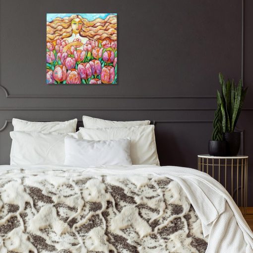 Obraz z tulipanami w różowym kolorze