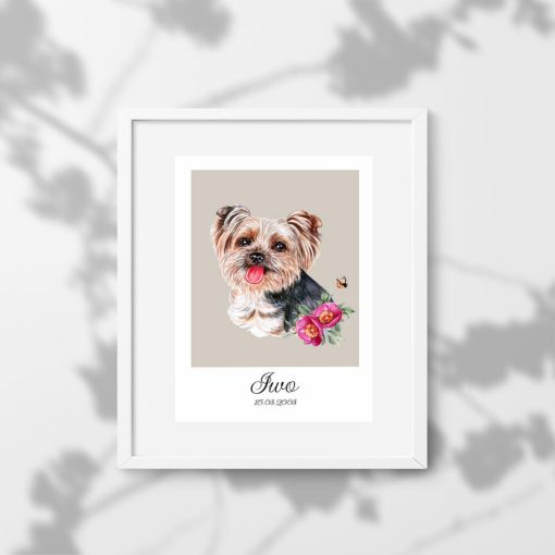 Plakat z podobizną yorkshire terrier