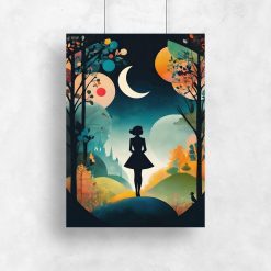 Plakat z dziewczyną w lesie