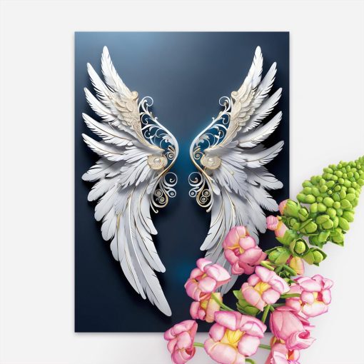 Plakat z piórami i perełkami