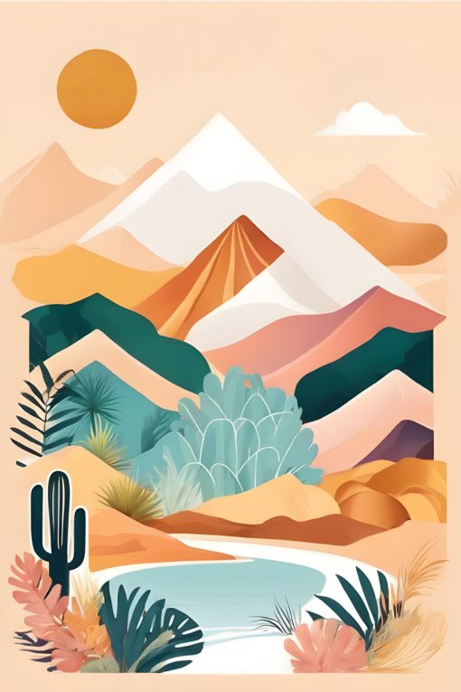 Plakat z widokiem na pustynię