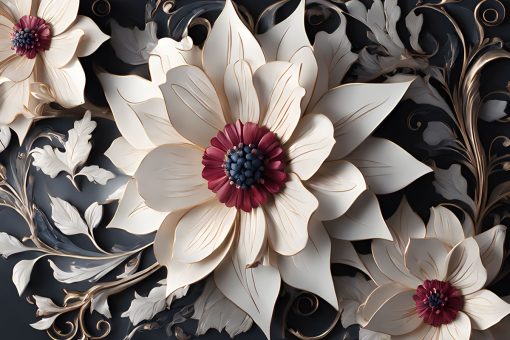 Tapeta z motywem dekoracyjnych kwiatów